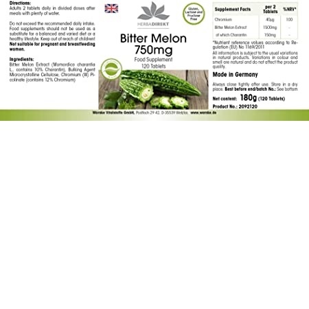 Viên uống giảm cân Warnke Bittermelone 750mg chiết xuất từ mướp đắng - 120 viên