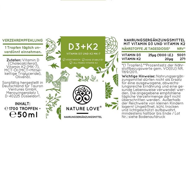 Vitamin D3+K2 Nature Love hỗ trợ phát triển chiều cao