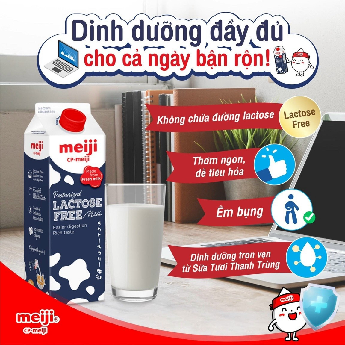 Sữa thanh trùng Meiji không đường Lactose 946ml - Thùng 12 hộp - Freeship bán kính 5km