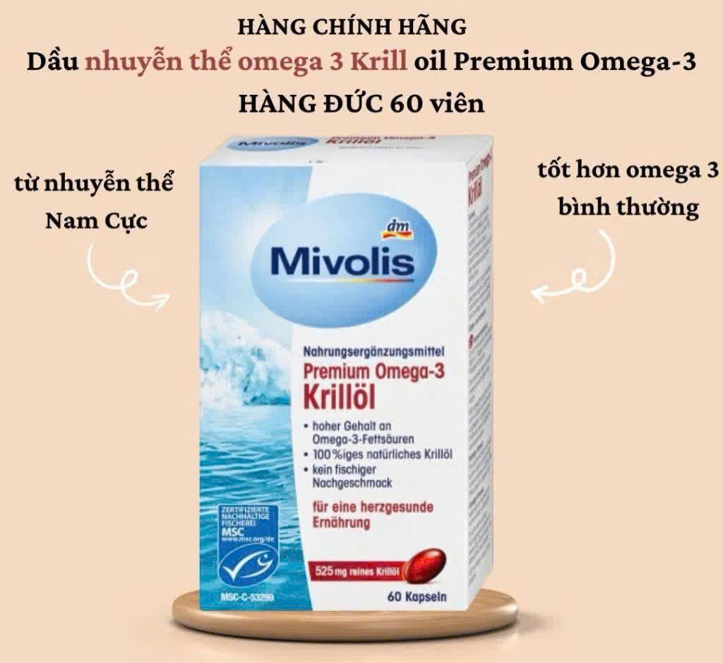 Viên Uống Omega-3 Nhuyễn Thể Mivolis Premium Omega-3 Krill Oil – Bí Quyết Bảo Vệ Tim Mạch & Não Bộ Từ Tự Nhiên