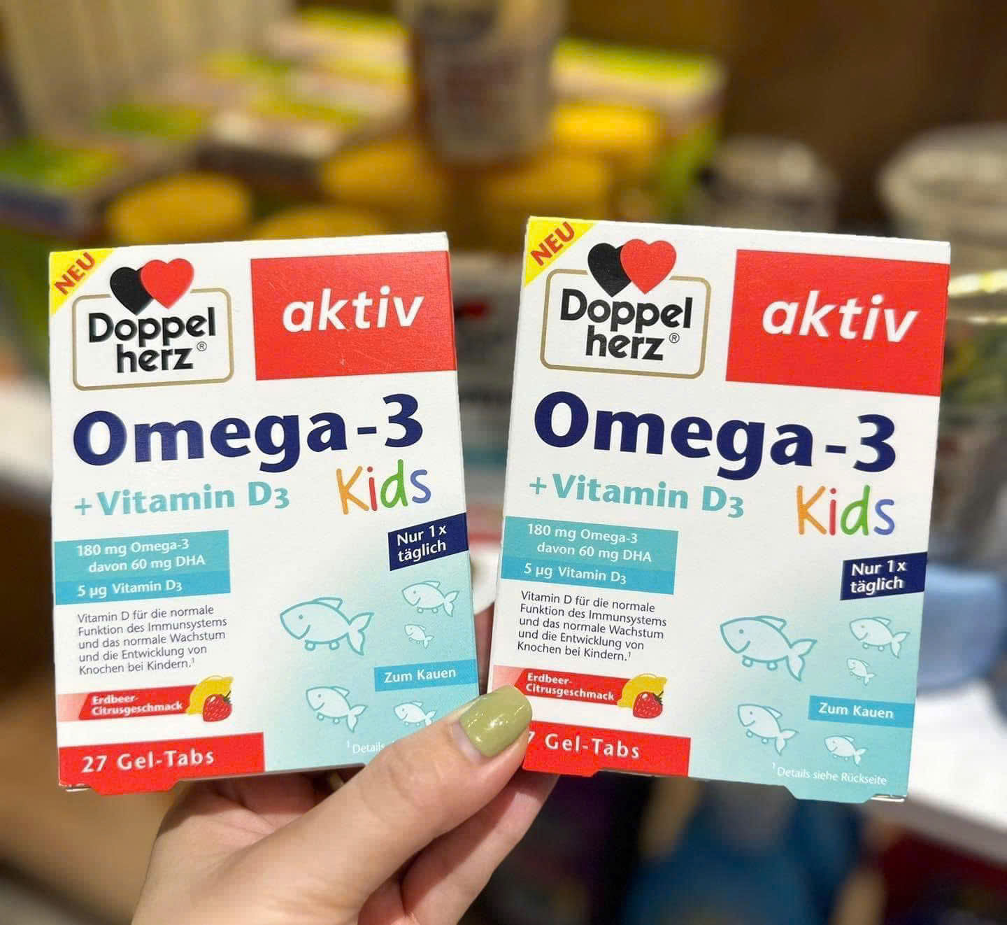Viên nhai Doppelherz Omega-3 + Vitamin D3 Kids - Hỗ trợ trí não & xương khỏe mạnh