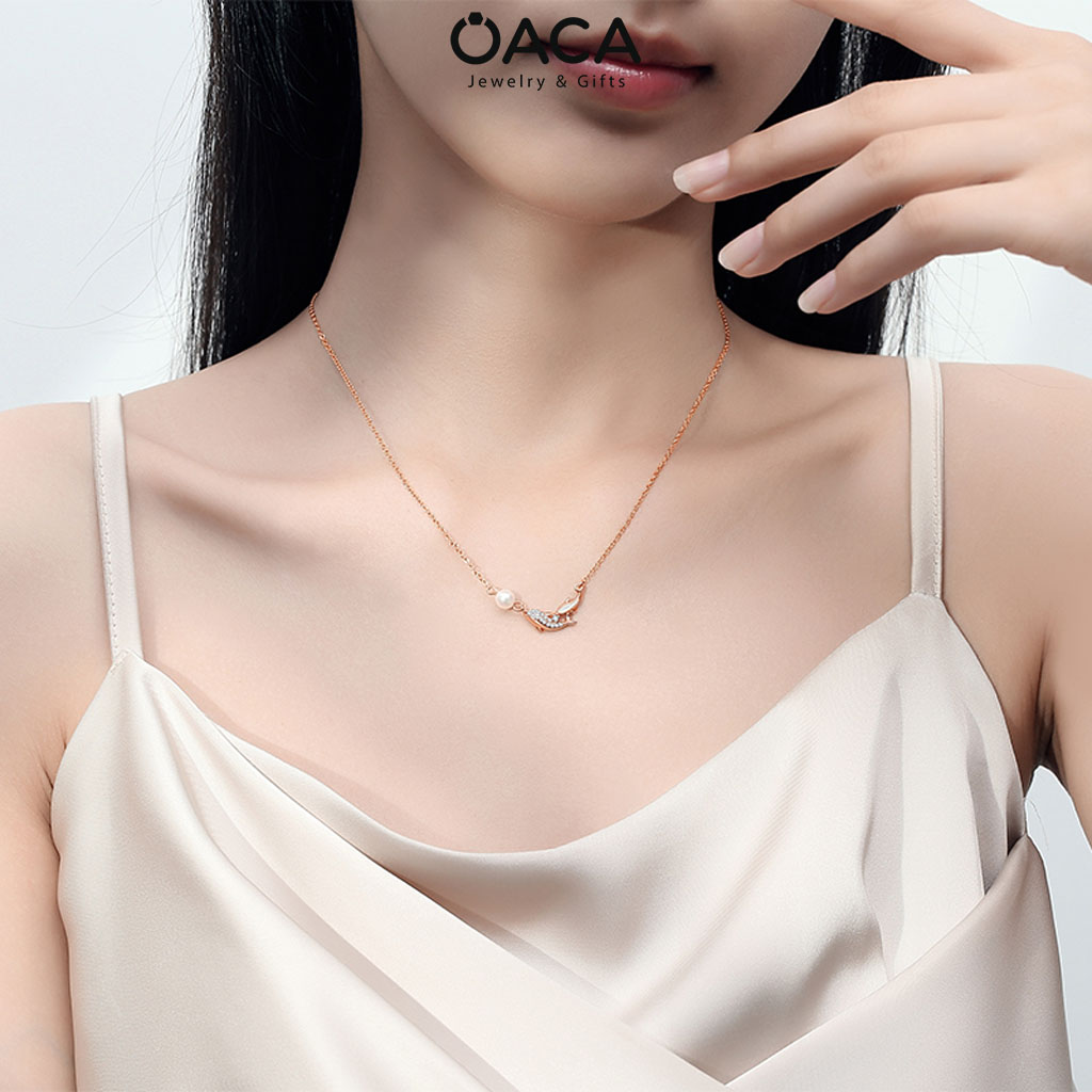  Dây chuyền Bạc nữ Cá Voi tự do ngọc trai