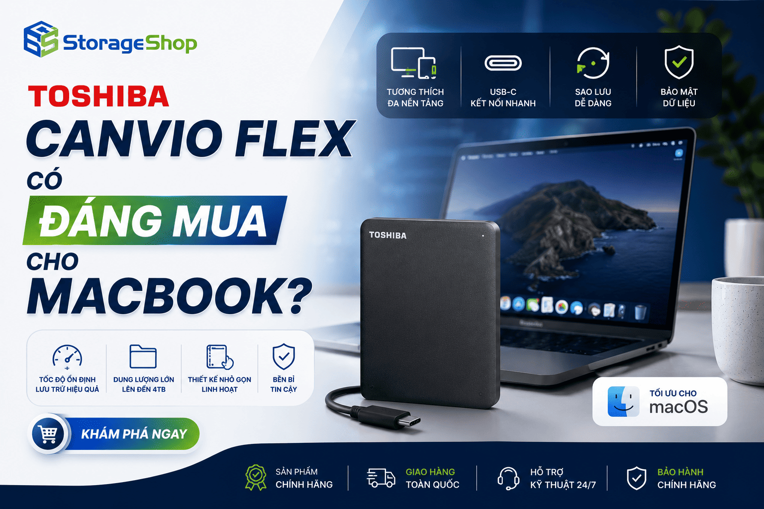 Toshiba Canvio Flex có đáng mua cho MacBook không?