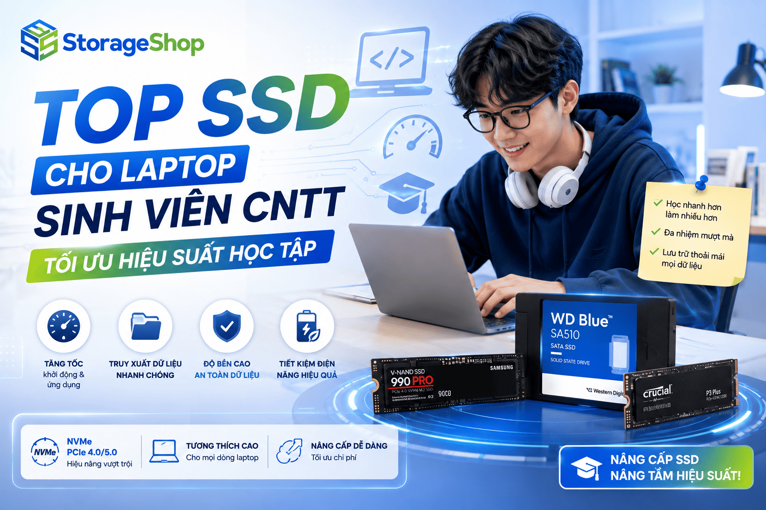 Top SSD cho laptop sinh viên Công nghệ thông tin: Tối ưu hiệu suất học tập