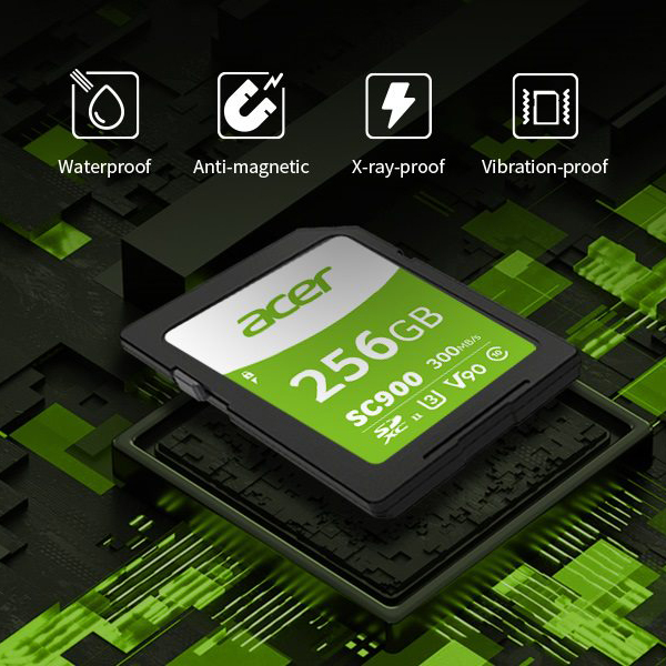 thẻ nhớ sd acer sc900 uhs-ii u3 v90 quay video 4k