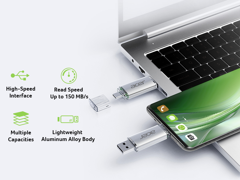 usb 2 đầu type-a và type-c acer ut300