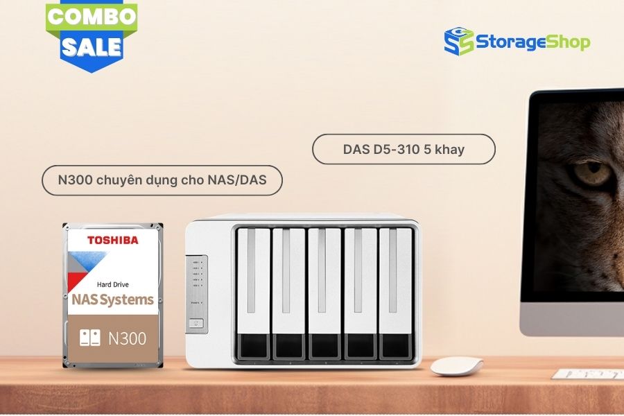 combo das terramaster d5-310 kèm ổ cứng Toshiba N300 chuyên dụng cho NAS/DAS