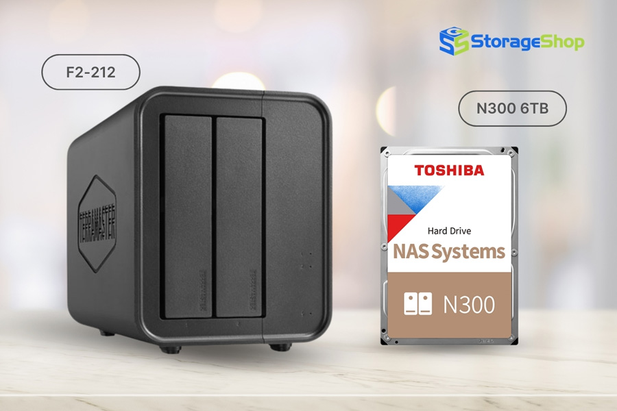 combo thiết bị lưu trữ mạng nas terramaster f2-212 kèm ổ cứng toshiba n300 6tb