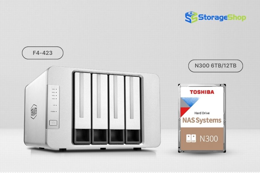 combo nas terramaster f4-423 kèm ổ cứng toshiba n300 16tb