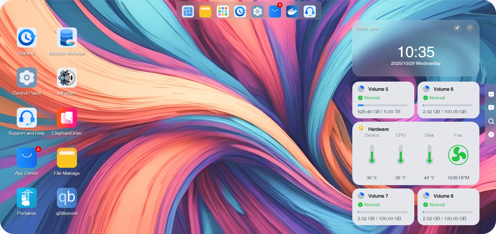 giao diện mới của hệ điều hành tos 7 trên nas terramaster