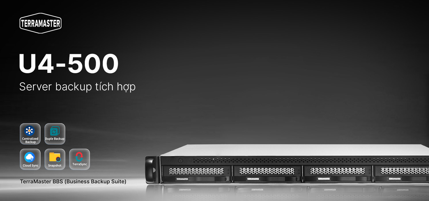 nas terramaster u4-500 server sao lưu tích hợp