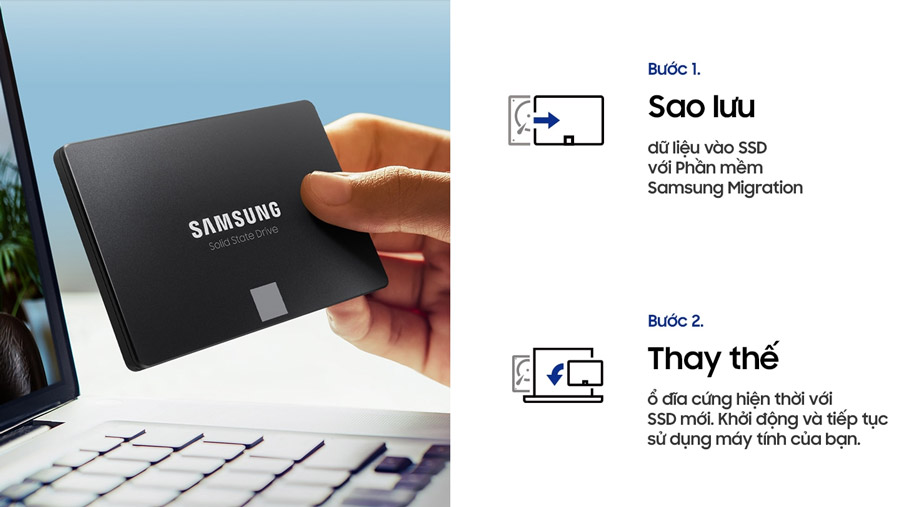 thay ổ cứng ssd samsang 870 evo dễ dàng