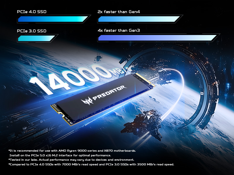 ổ cứng ssd predator gm9000 pcie gen 5 nvme 2.0 14000MB/s