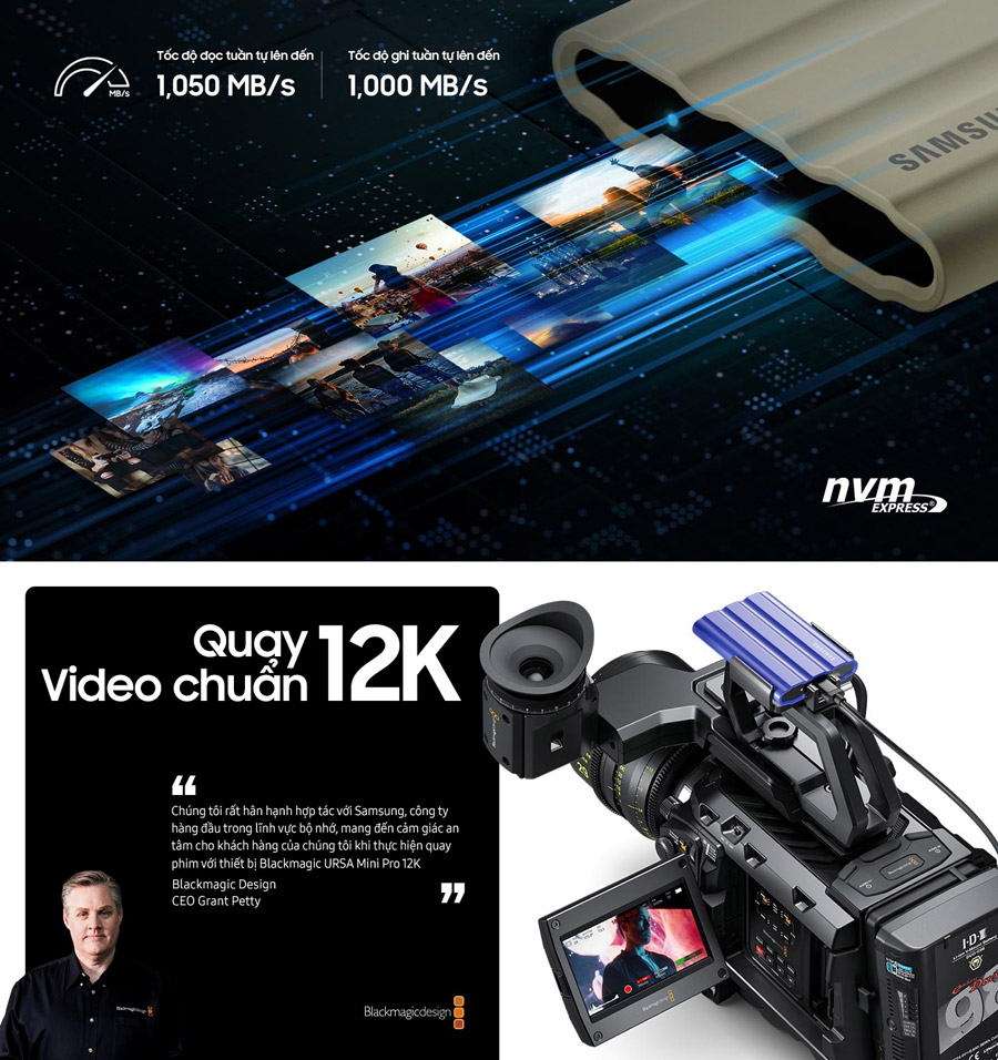 ổ cứng ssd di động samsung t7 shield tốc độ 1050mb/s