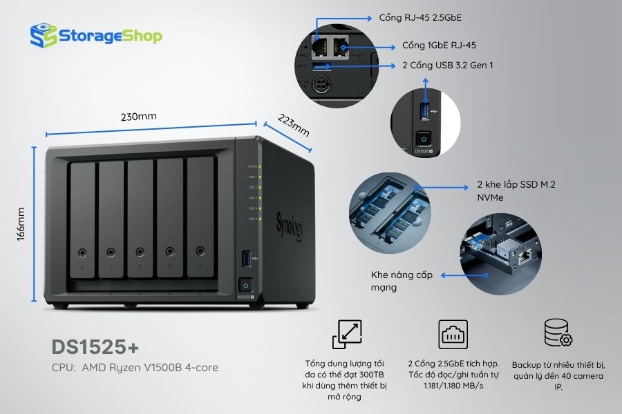 nas 5 khay synology diskstation ds1525+
