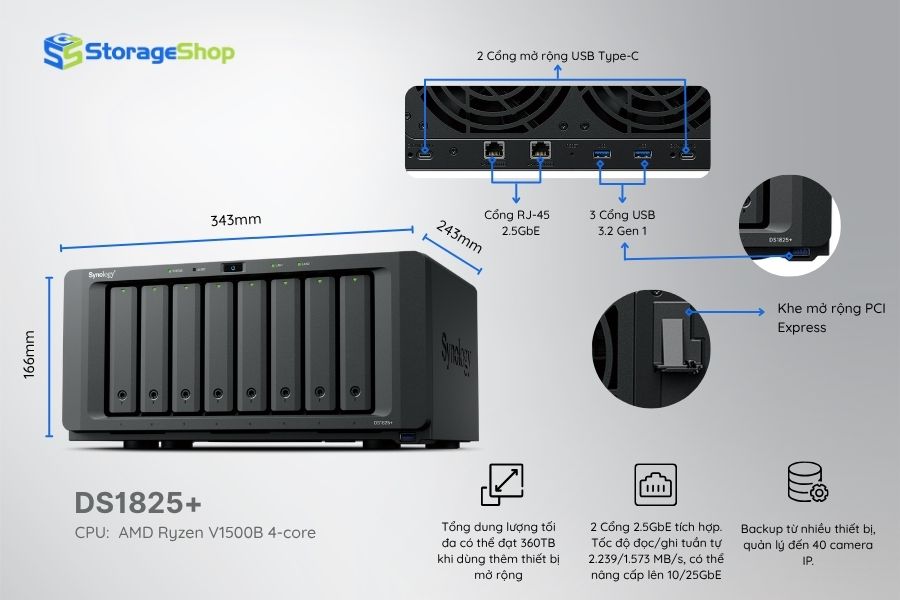 nas 8 khay synology diskstation ds1825+