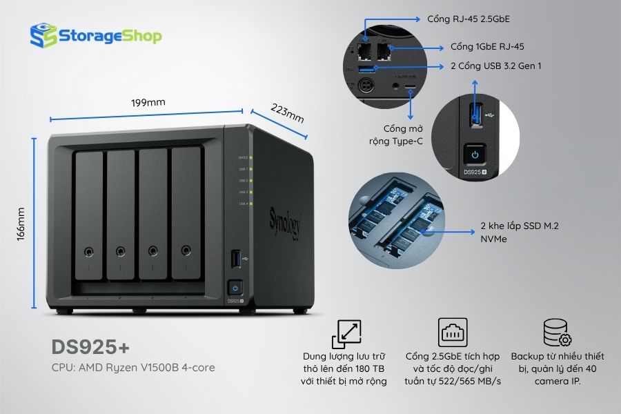 nas 4 khay synology diskstation ds925+