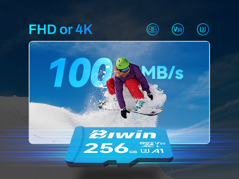 thẻ nhớ microsdxc biwin ms100 quay video 4k fhd