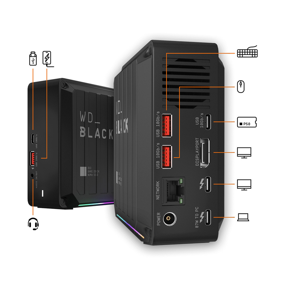 ổ cứng game ssd nvme wd_black d50 thunderbolt 3 cổng kết nối