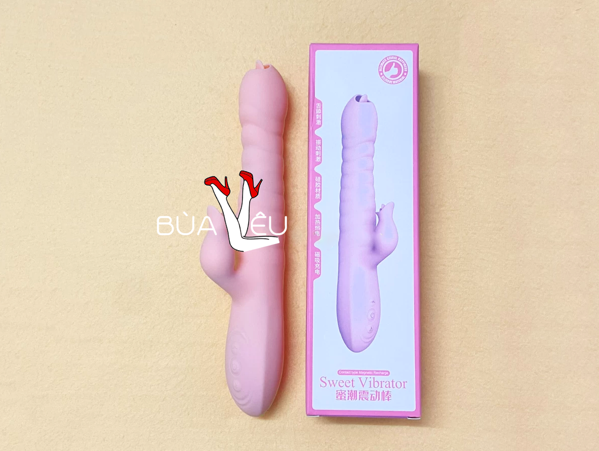Lưỡi masage điểm G Sweet rung thụt, phát nhiệt pin sạc