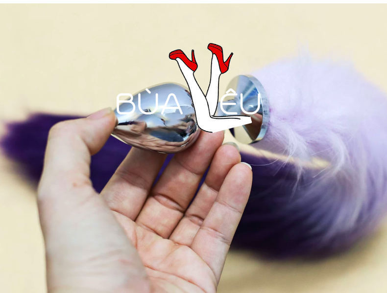 Đồ chơi kích hậu đuôi chồn tím inox loại tốt