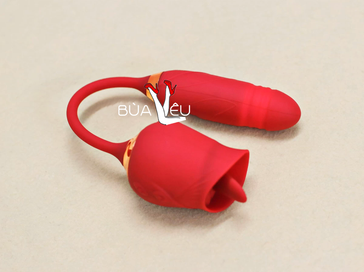 Trứng rung hoa hồng hai đầu lưỡi liếm và trứng rung thụt