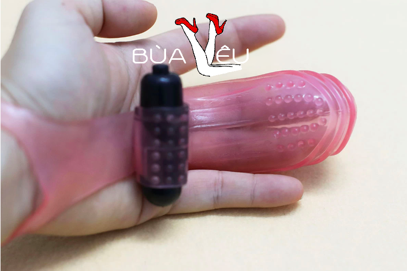 Bao silicone có rung đeo ngón tay kích thích vùng kín