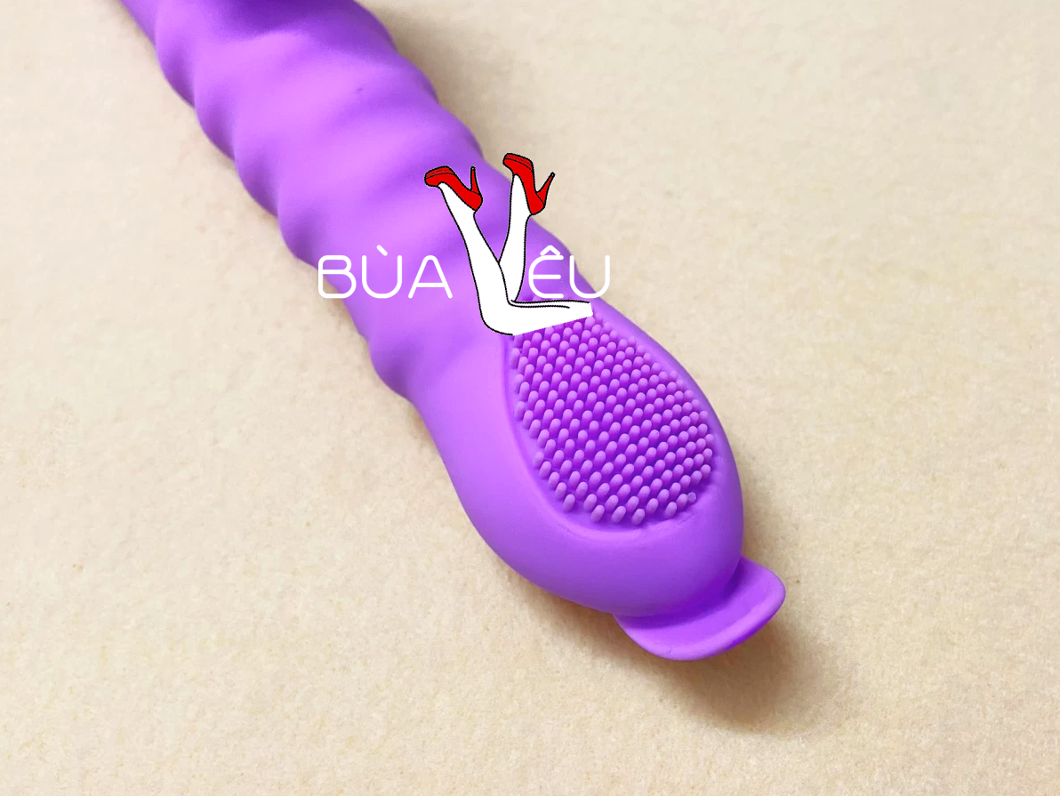 Dương vật giả lưỡi 2 đầu Telescopic liếm, rung, thụt pin sạc, ấm nóng