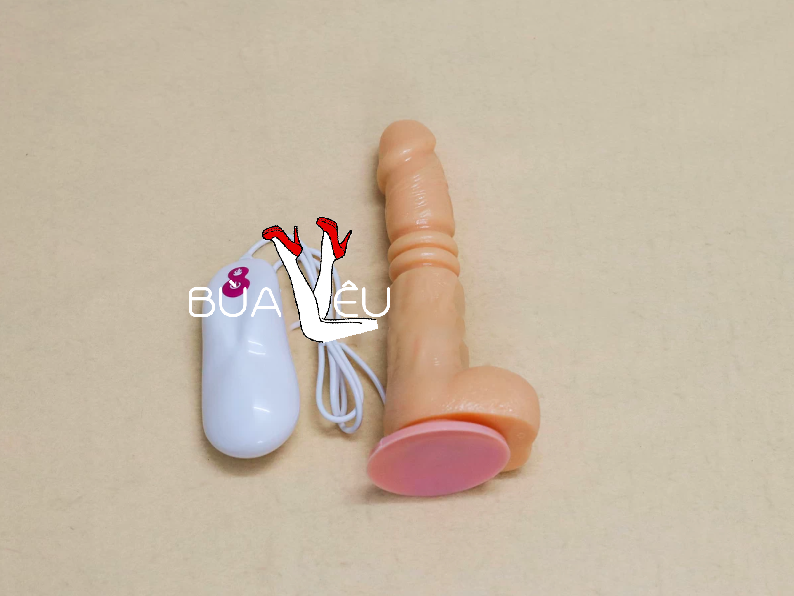 Dương vật giả có đế Excited rung thụt pin sạc