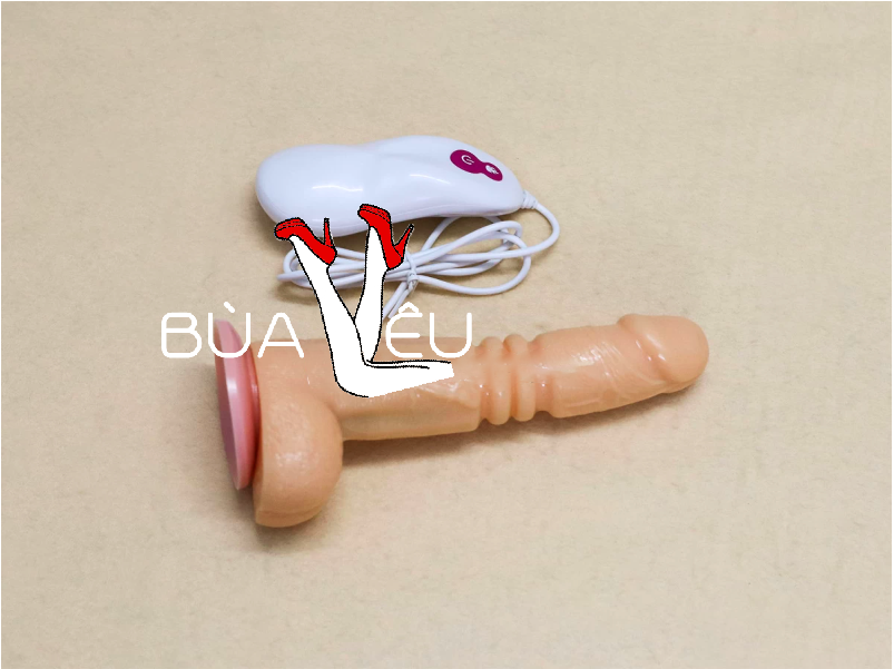 Dương vật giả có đế Excited rung thụt pin sạc