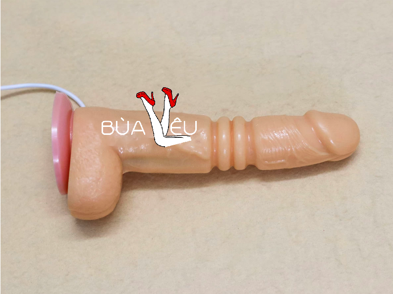 Dương vật giả có đế Excited rung thụt pin sạc