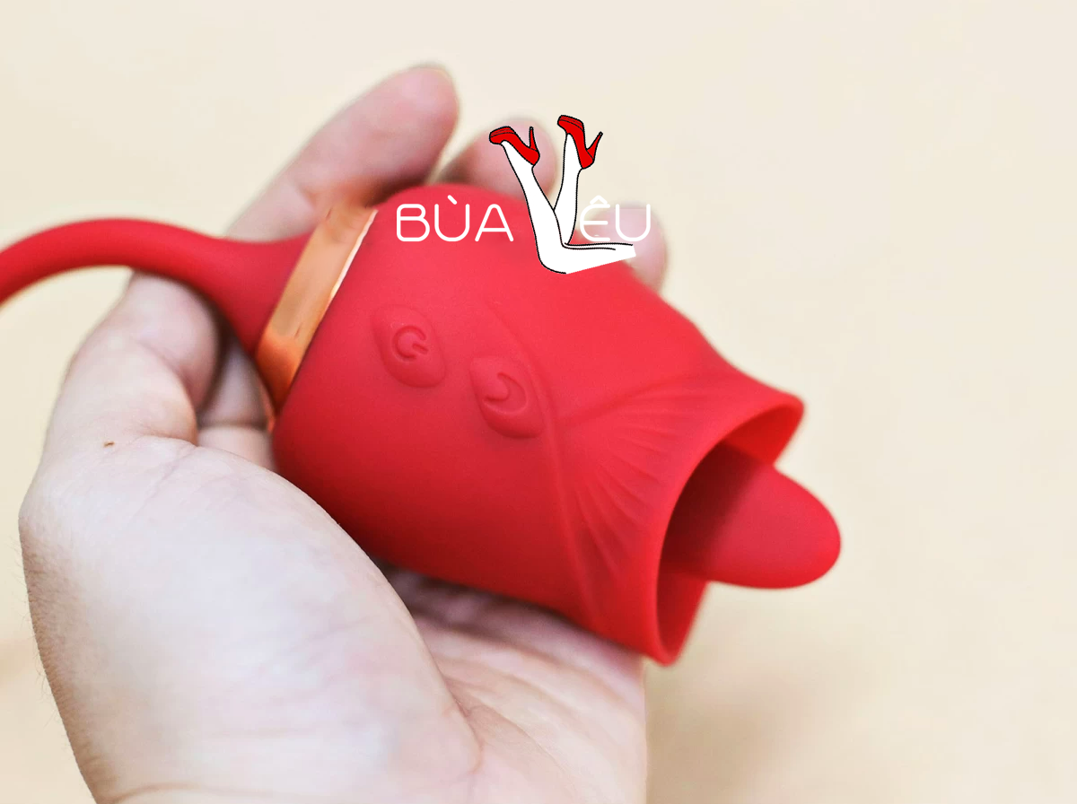 Trứng rung hoa hồng hai đầu lưỡi liếm và trứng rung thụt