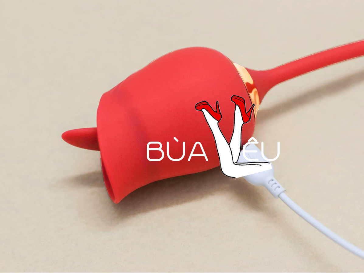 Trứng rung hoa hồng hai đầu lưỡi liếm và trứng rung thụt