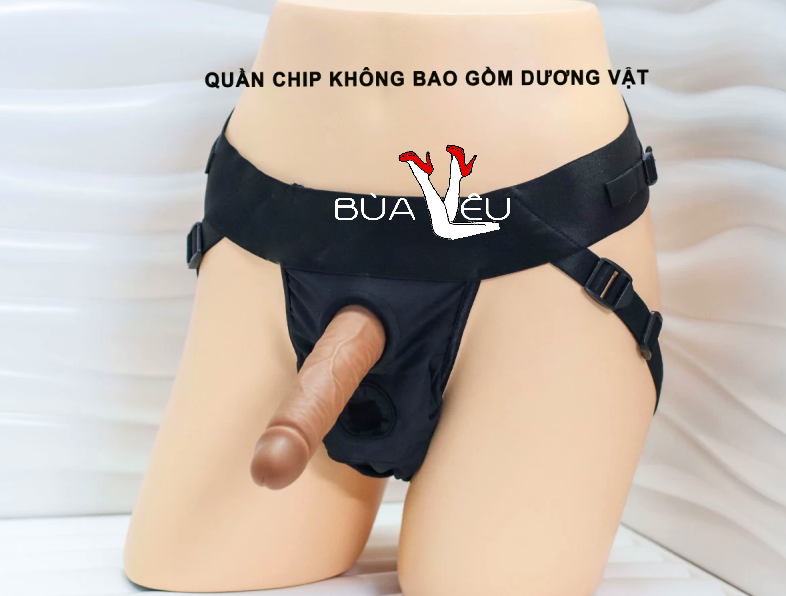 Quần dây đeo gắn 2 dương vật giả tùy ý