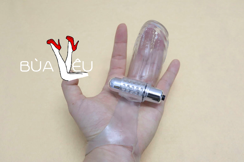 Bao silicone có rung đeo ngón tay kích thích vùng kín