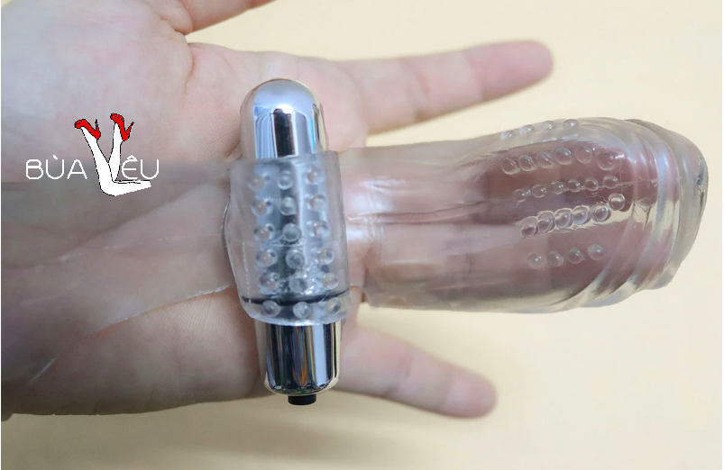 Bao silicone có rung đeo ngón tay kích thích vùng kín