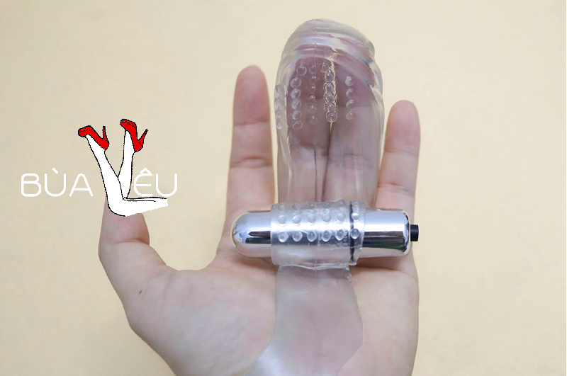 Bao silicone có rung đeo ngón tay kích thích vùng kín