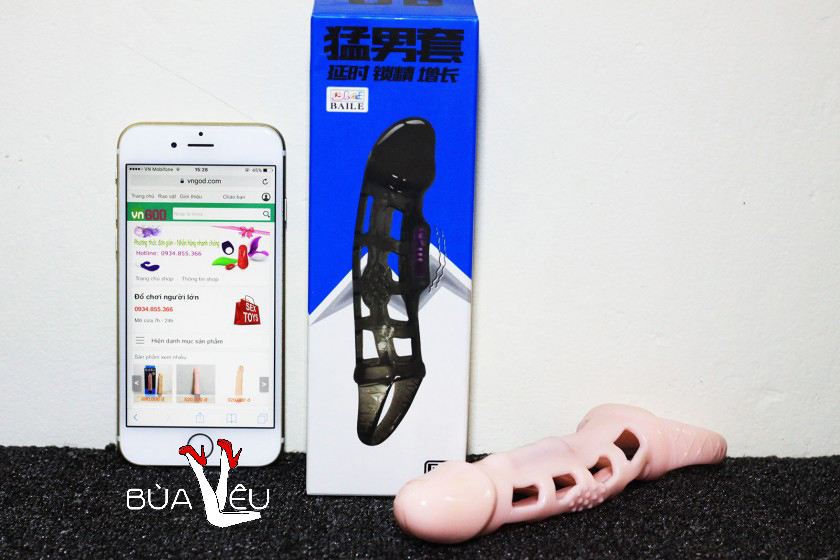 Bao cao su donzen lưới MEN Extender có quai đeo thân rung