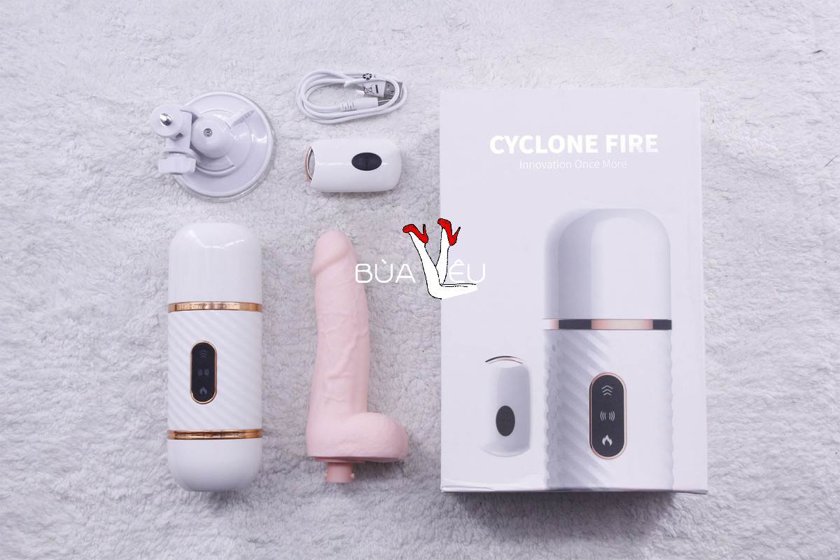 Dương vật giả Cyclone Fire có đế rung thụt điều chỉnh từ xa