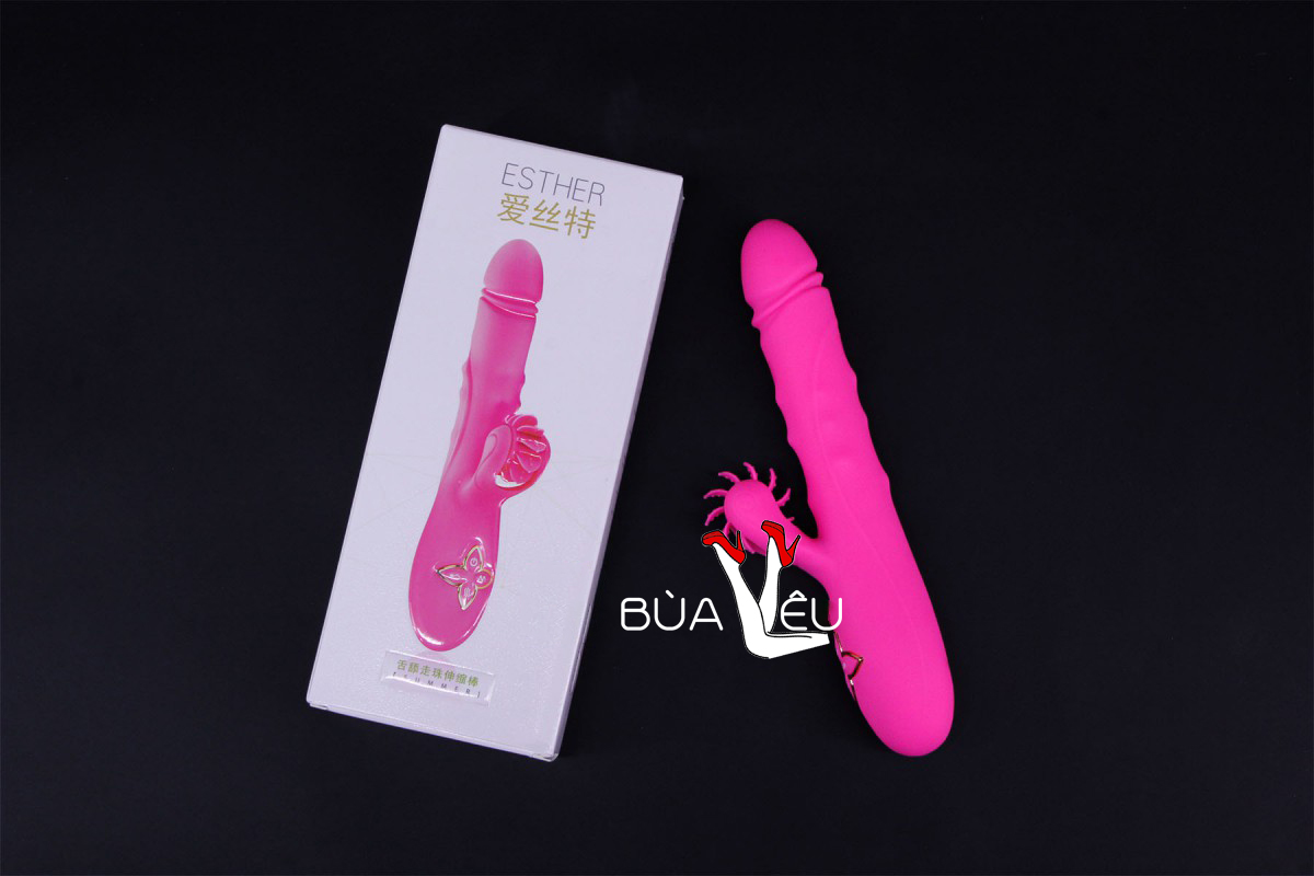 Dương vật giả lưỡi cao cấp Esther bi xoay Rung - Thụt