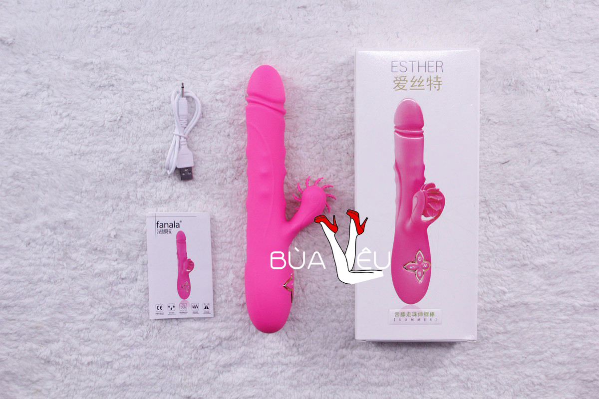 Dương vật giả lưỡi cao cấp Esther bi xoay Rung - Thụt