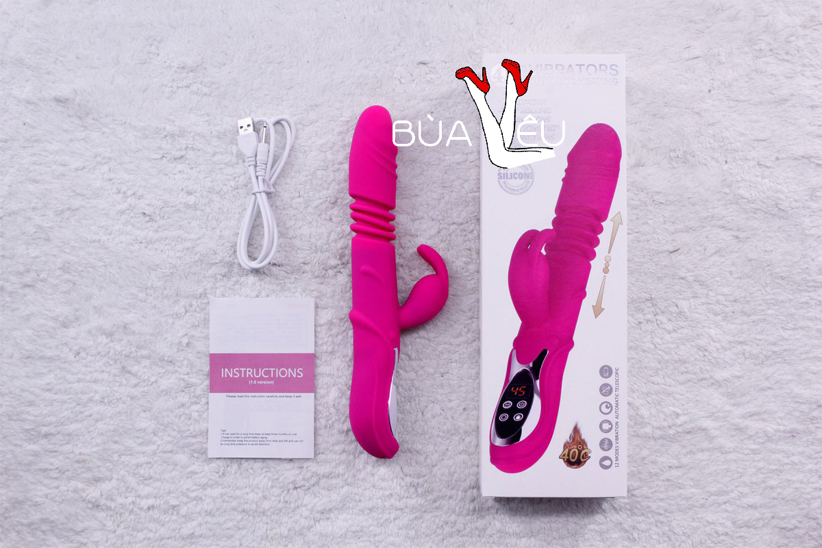 Dương vật giả đa năng Rabbit Vibrator rung, thụt, phát nhiệt