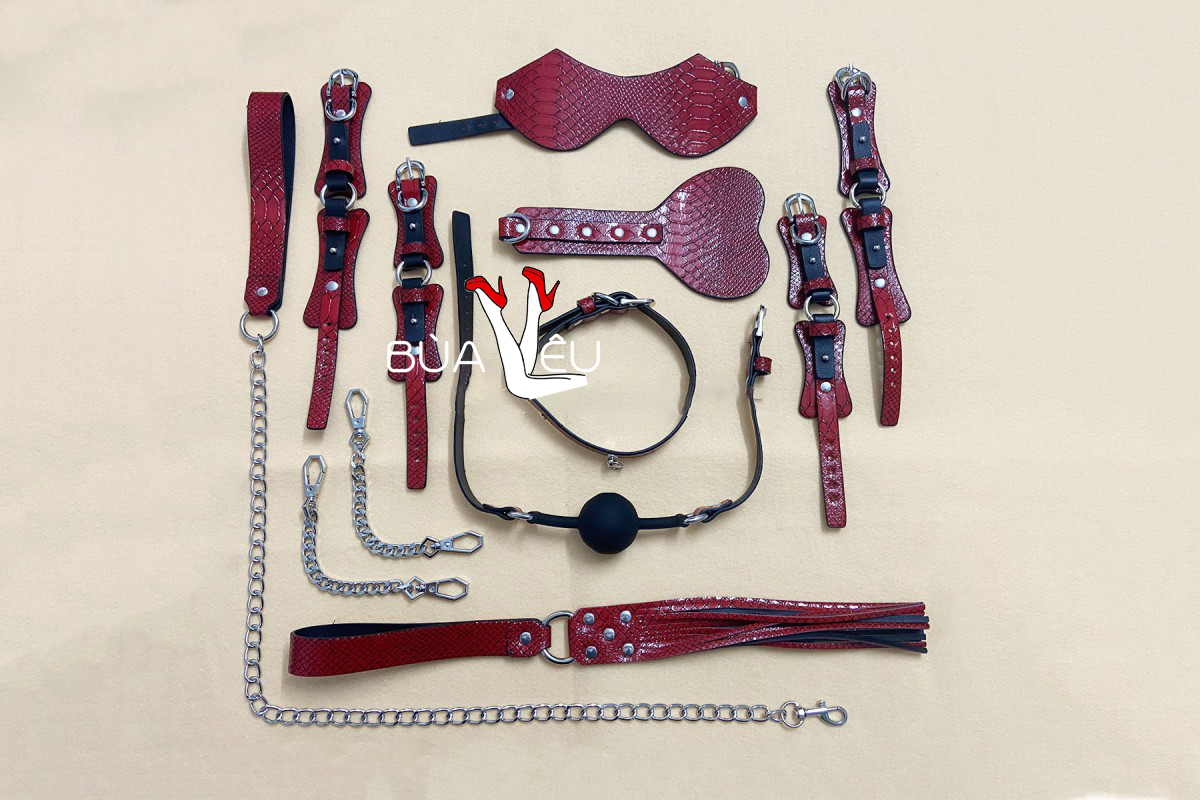 Bộ Bạo Dâm 10 Món Vân Da Màu Đỏ Nồng Cháy