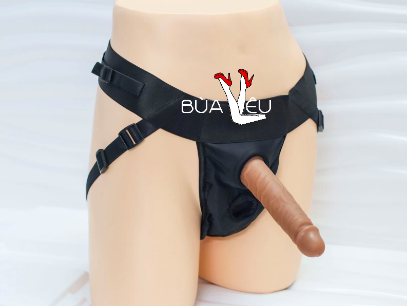 Quần dây đeo gắn 2 dương vật giả tùy ý