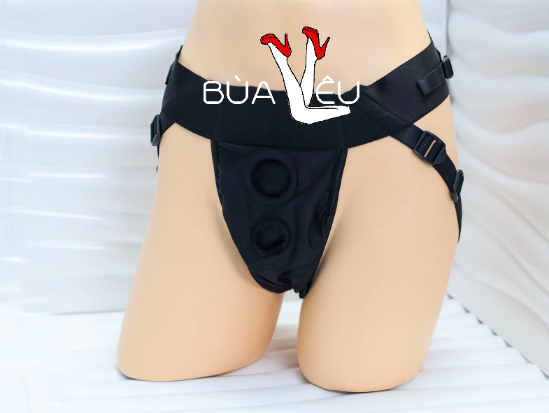 Quần dây đeo gắn 2 dương vật giả tùy ý