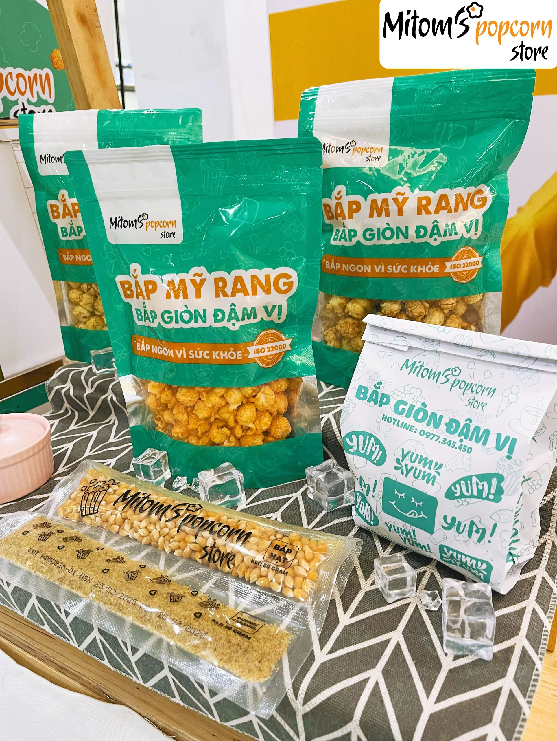 Bắp rang bơ ăn liền Mitom bao bì zip tiện lợi