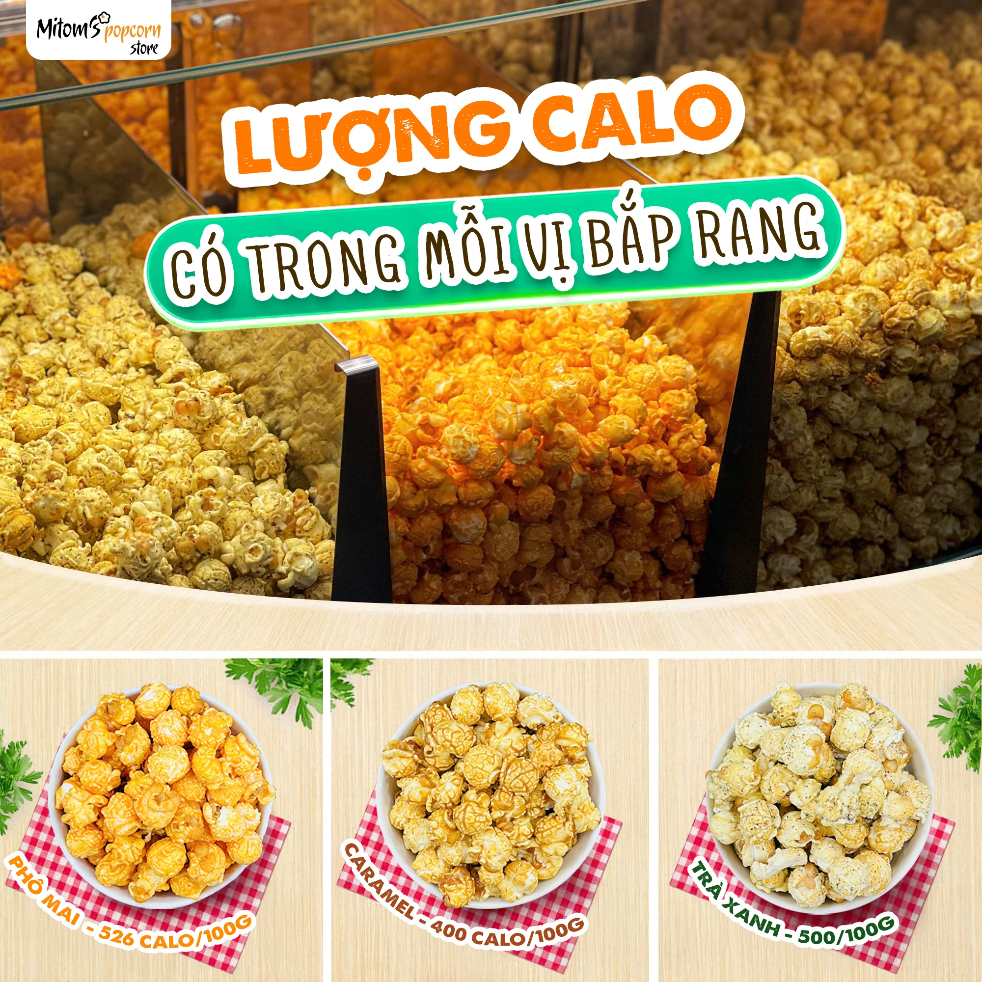 100g bỏng ngô bao nhiêu calo