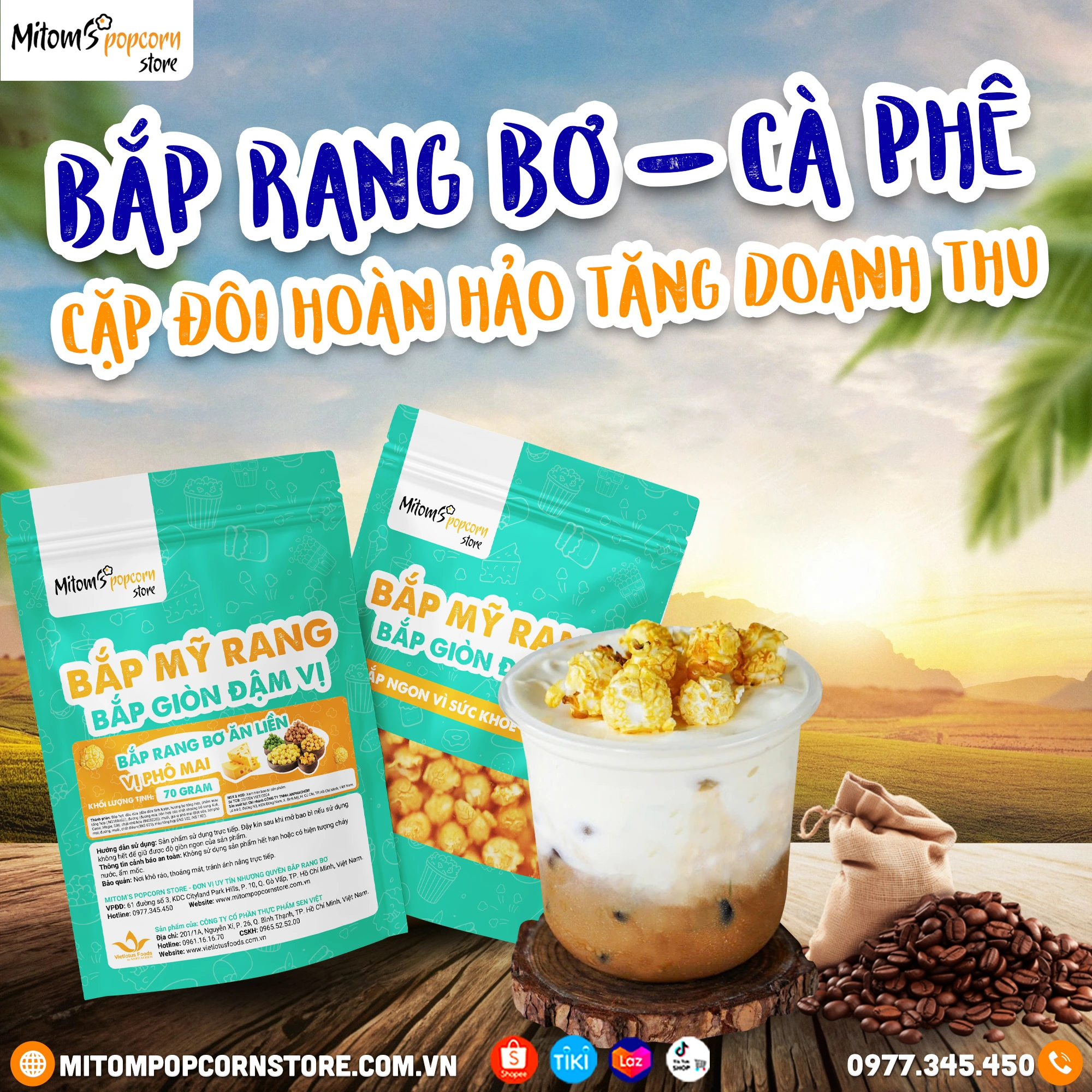 Combo bắp nước giúp tăng doanh thu cửa hàng cà phê, trà sữa