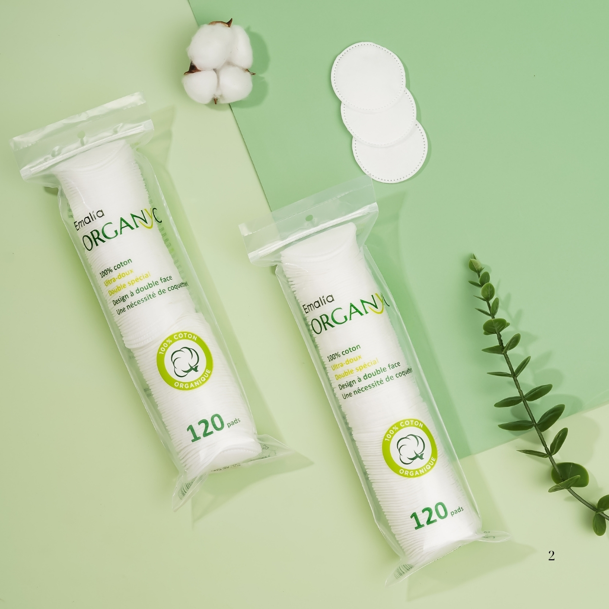 Bông tẩy trang Emalia 100% cotton gói 120 Miếng