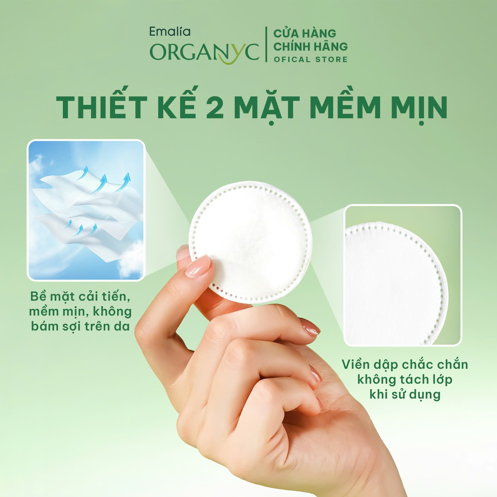 Bông Tẩy Trang Emalia Pháp 201 Miếng – 100% Cotton Tự Nhiên, An toàn mọi loại da.